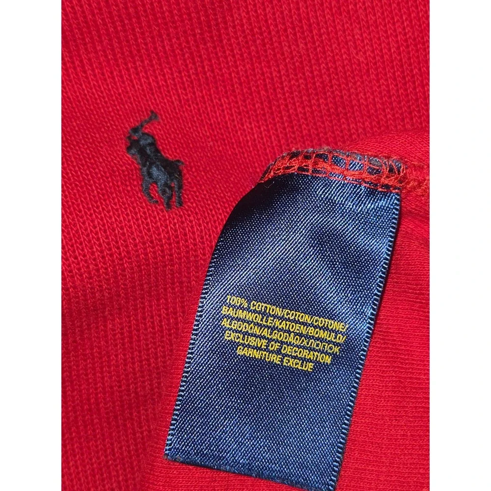Polo Ralph Lauren Red Waffle Knit Quarter‎ Zip Pullover Sweater Size L 14 16